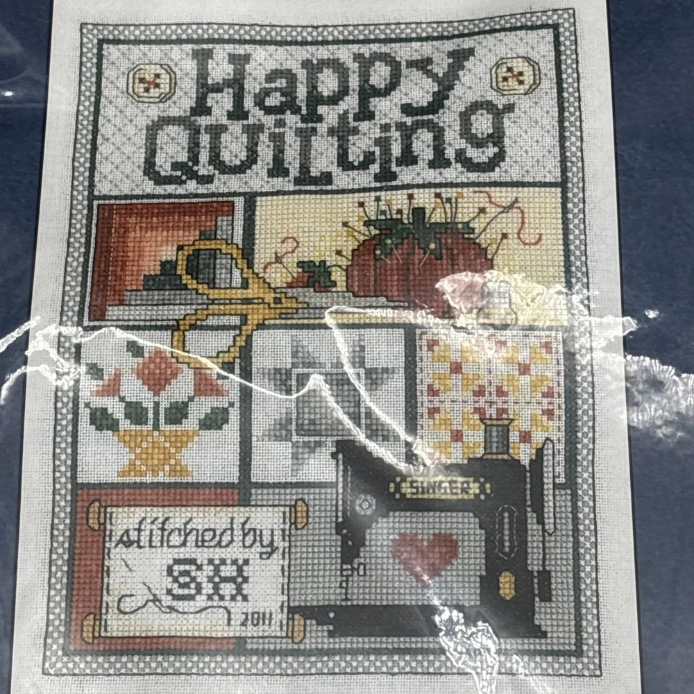 Sue Hillis Designs Happy Quilting Cross Stitch Kit Premium Jobelan DMC Floss